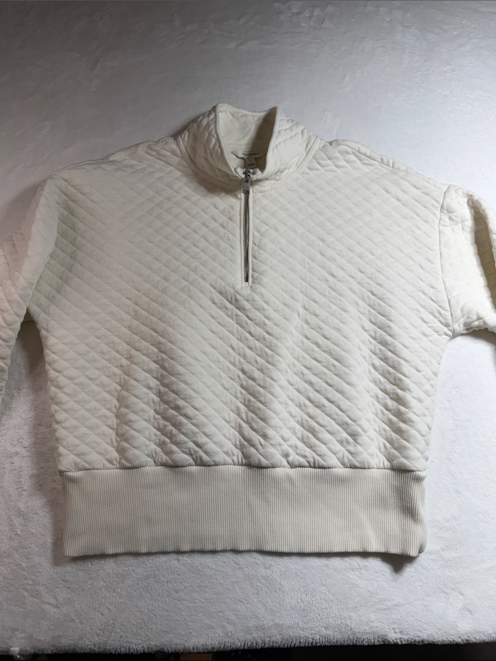 Banana Republic Cream Quilted Zip Pullover